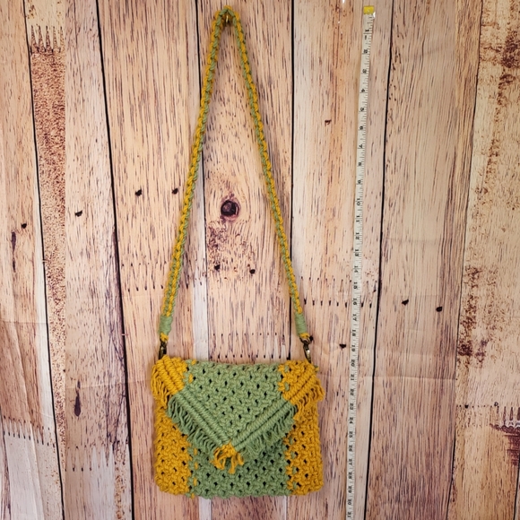 Handmade Macrame 2 tone shoulder bag purse with detachable strap - Picture 4 of 7